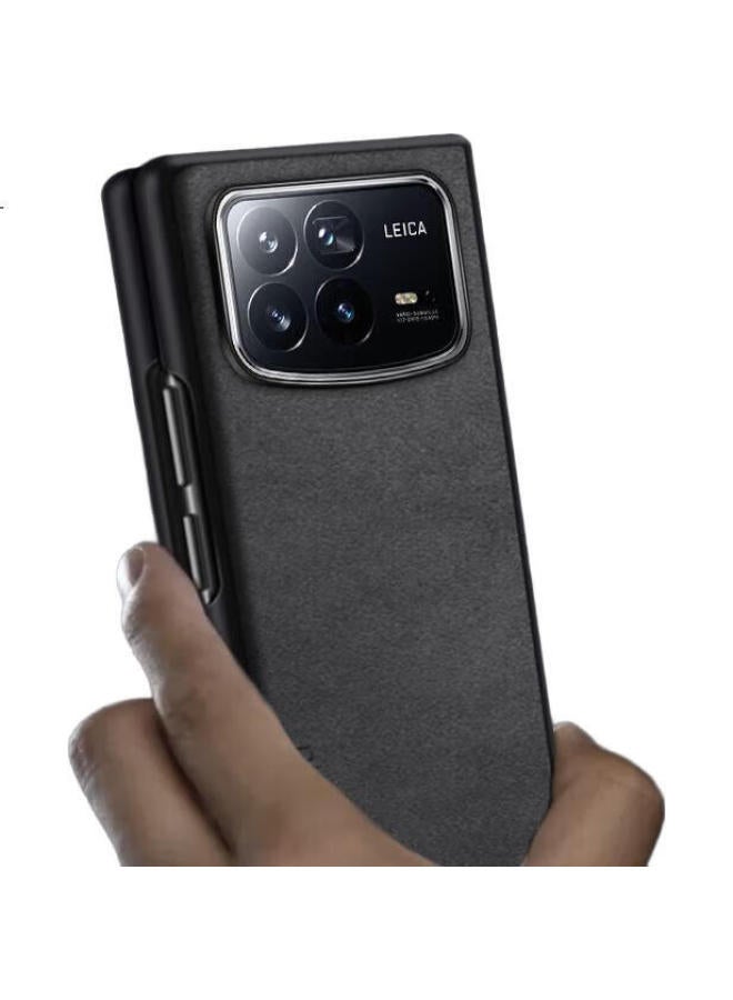 Shangsu Silicone Case For Xiaomi Mix Fold 4, Left And Right Folding Design, Anti-Drop, Wear-Resistant, Anti-Fingerprint, Sheepskin Leather, Black - Image 3