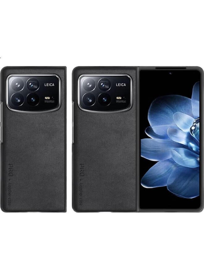 Shangsu Silicone Case For Xiaomi Mix Fold 4, Left And Right Folding Design, Anti-Drop, Wear-Resistant, Anti-Fingerprint, Sheepskin Leather, Black - Image 1