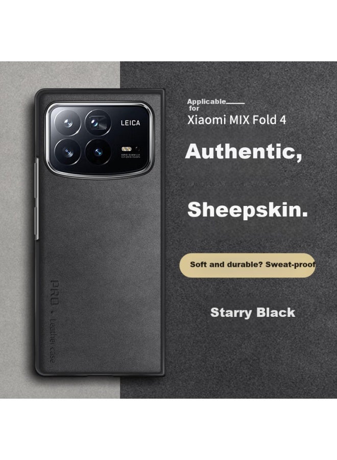 Shangsu Silicone Case For Xiaomi Mix Fold 4, Left And Right Folding Design, Anti-drop, Wear-resistant, Anti-fingerprint, Sheepskin Leather, Black - Image 1