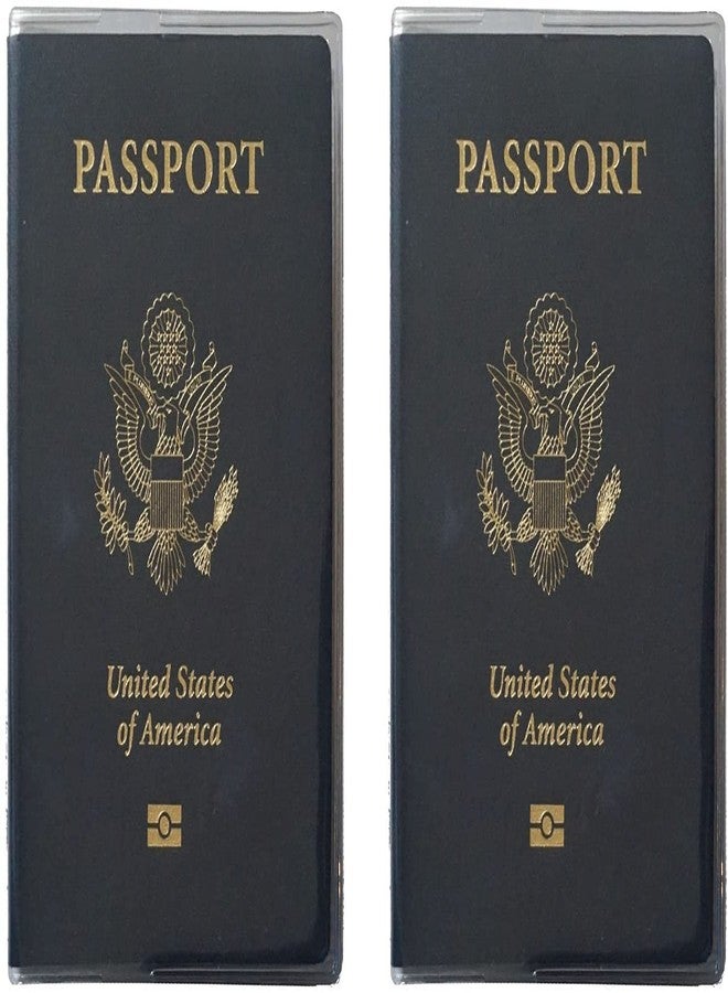Marshal Set of 2 Heavy Duty Clear Vinyl Plastic Passport Cover Holder Travel MADE IN USA - Image 1