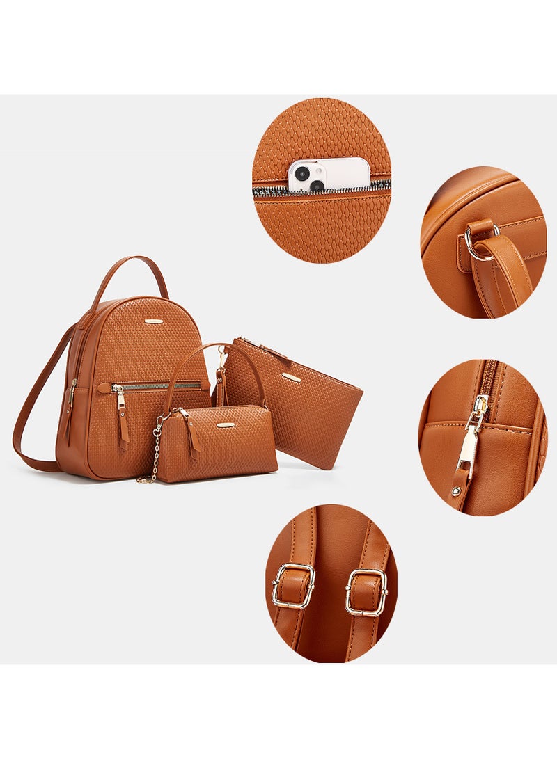 Women Fashion Backpack Handbags Wallet Tote Bag Shoulder Bag Satchel Purse Top Handle Set - Image 4