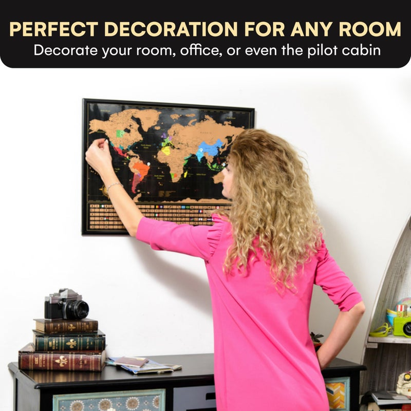 InnovativeMap Scratch Off World Map Poster and Detailed United States Map, Includes Complete Accessories Set and All Country Flags, World Maps for Wall, Fun Gifts for Travelers - Image 4