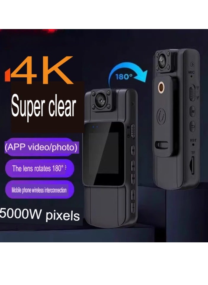 ماركة غير محددة كاميرا واي فاي للجسم، كاميرا فائقة الدقة 4K، سهلة الحمل وخفيفة الوزن لركوب الدراجات الرياضية DV، كاميرا فيديو صغيرة الحجم ومتينة للرياضات الخارجية، (قطعة واحدة، أسود)  - Image 2