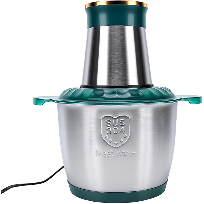 Jiawu Electric Food Processor with Powerful 300W Motor for Meat Vegetables and Fruits in 3L Stainless Steel Bowl (US Plug 110V) - Image 1