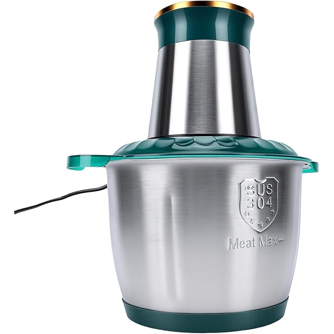 Jiawu Electric Food Processor with Powerful 300W Motor for Meat Vegetables and Fruits in 3L Stainless Steel Bowl (US Plug 110V) - Image 2