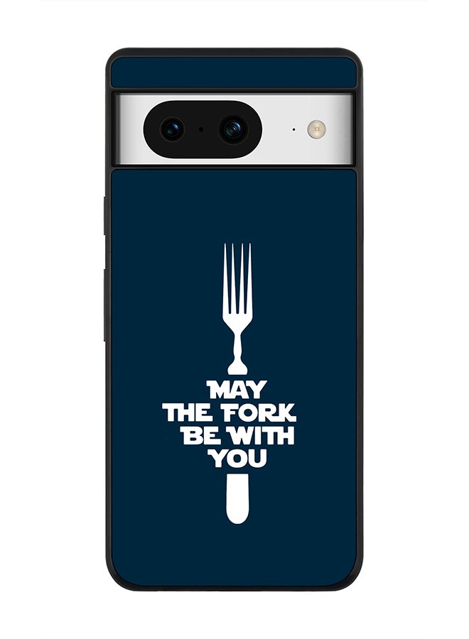 Stylizedd Rugged Black Edge case for Google Pixel 8, Custom Slim fit Flexible Anti Drop Thin Phone Case Cover - May the fork - Image 1