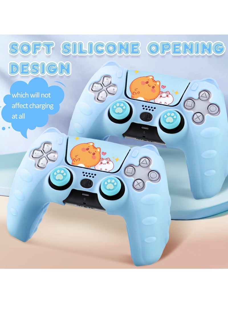 Cute Cat Silicone Case for PlayStation 5 Controller, Kawaii Anti,Slip Design with 4 Thumb Grip Caps and 2 Cat Stickers, Perfect Accessory for PS5 - Image 2