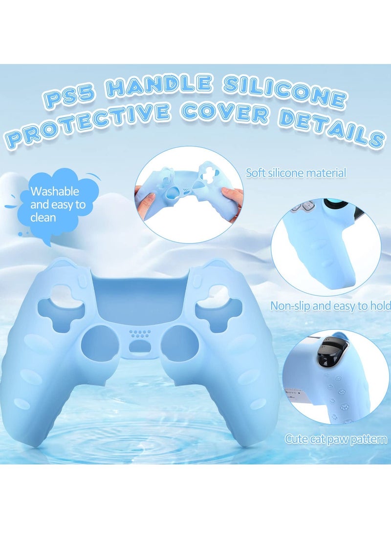 Cute Cat Silicone Case for PlayStation 5 Controller, Kawaii Anti,Slip Design with 4 Thumb Grip Caps and 2 Cat Stickers, Perfect Accessory for PS5 - Image 3