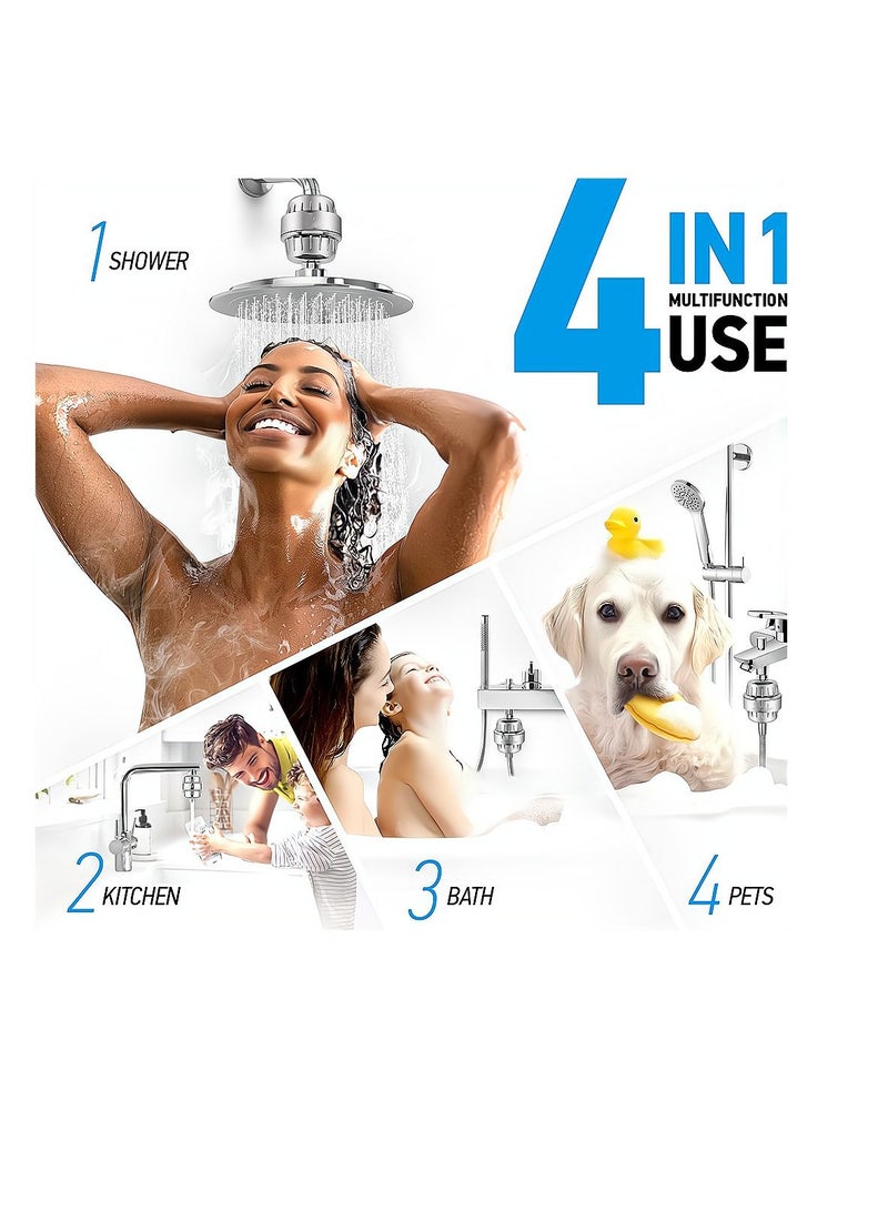 15 Stage Shower Filter Head with Vitamin C Water Softener Reduces Dry Itchy Skin for Hard High Output to Remove Chlorine Heavy Metals and Other Sediments - Image 5
