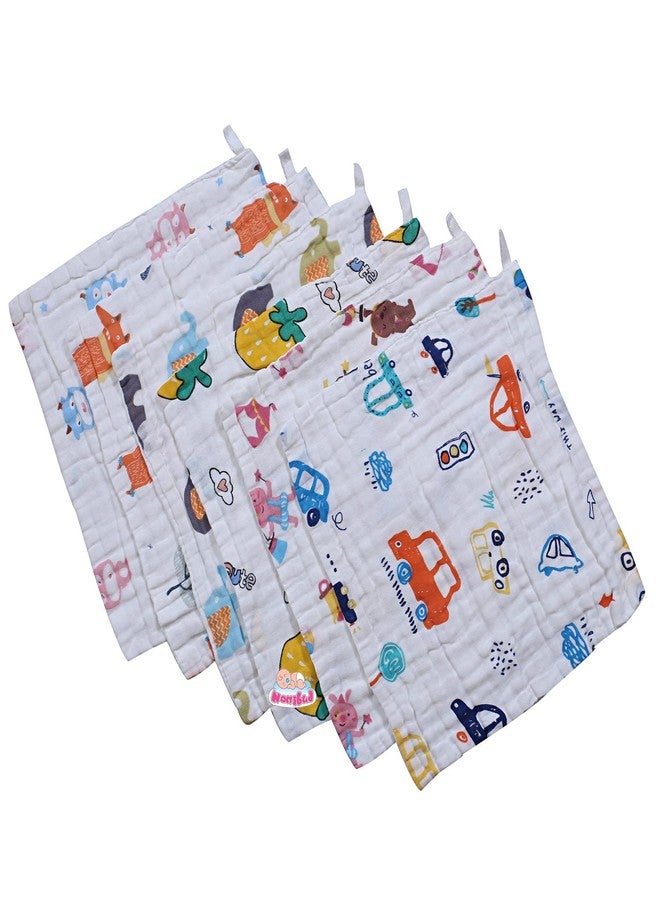 Nonibud New Born Baby Soft Muslin Cotton White Napkins # Cotton Face Towels # Extra Soft Hankies Reusable Napkins for Infants Toddlers (Pack of 5) White - Image 1