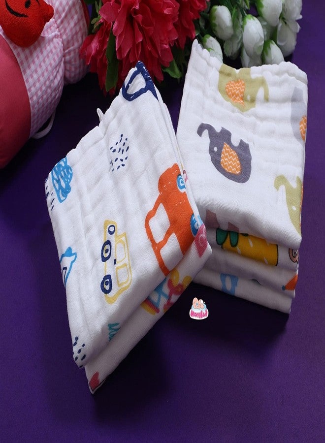 Nonibud New Born Baby Soft Muslin Cotton White Napkins # Cotton Face Towels # Extra Soft Hankies Reusable Napkins for Infants Toddlers (Pack of 5) White - Image 2