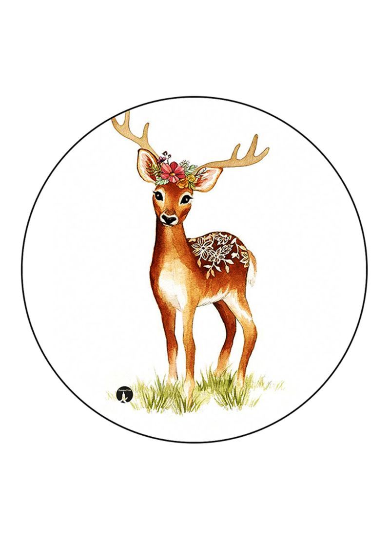 RKN Deer Printed Mouse Pad Round  Multicolour