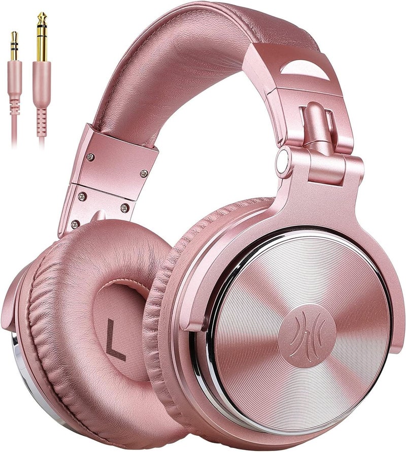 OneOdio Pro-10 Wired Over Ear Headphones Hi-Res Studio Monitor & Mixing DJ Stereo Headsets with 50mm Drivers and 1/4 to 3.5mm Jack for AMP Computer Recording Podcast Keyboard Guitar Laptop - Rose Gold - Image 1