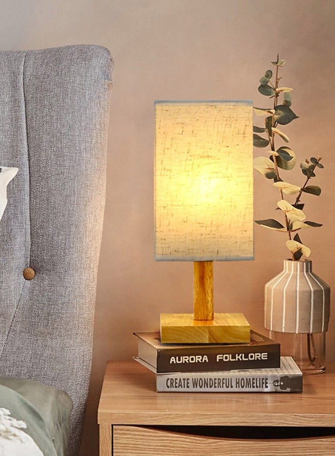 DUNISO مصباح طاولة جانبية، مصباح غرفة نوم قماشي مع USB، مصباح طاولة جانبية من الكتان، مع ظل مصباح مربع، مناسب لغرفة المعيشة، الدراسة، غرفة النوم والمكتب - Image 5