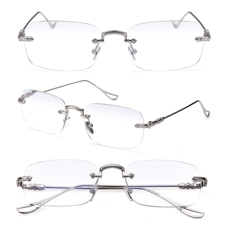 TERAISE 3Packs Frameless Metal Reading Glasses for Men/Women Blue Light Blocking -Rimless Fashion Comfortable Computer Eyeglasses - Image 3