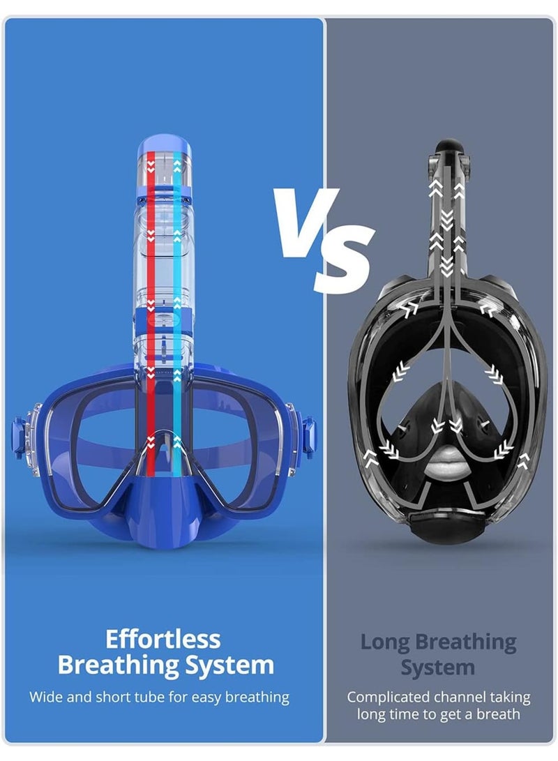 SOLARAE Snorkel Mask, Diving Mask, Scuba Mask Anti-Fog Anti-Leak with Camera Mount Diving Mask Snorkeling Mask, Fold 180°Panoramic Diving Snorkeling Goggles Tempered Glass, for Adults and Young - Image 2