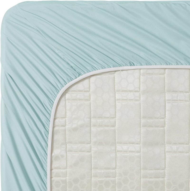 Clara Clark Bed Sheets, Premier 1800 Series 4 Piece Bed Sheet Set, Deep Pocket, Wrinkle, Fade, Stain Resistant, Luxury Soft Bedding Sheets & Pillowcases, Split King, Light Blue Aqua - Image 4