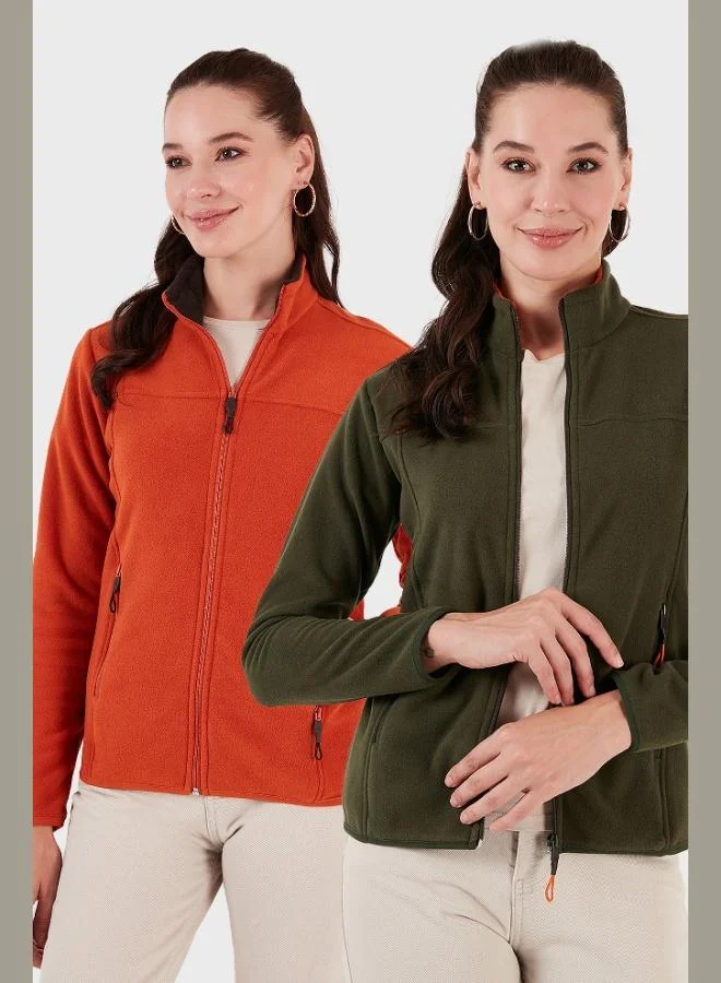 ليلا كارديجان نسائي بياقة مدورة وسحاب وجيوب مضادة للوبر قطعتين