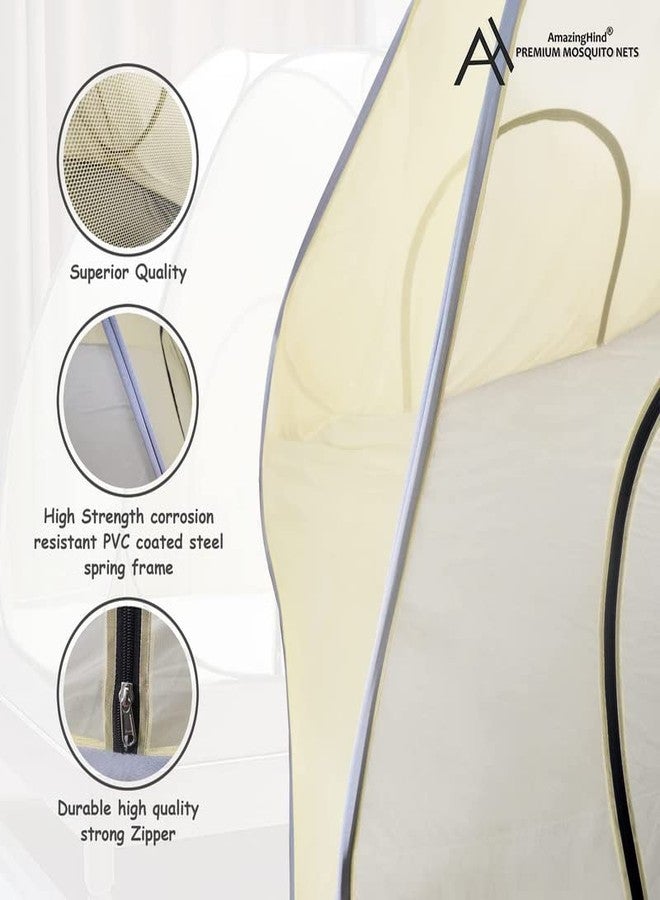 AmazingHind King Size Mosquito Net for Double Bed - Heavy 40 GSM, Foldable with Base Cloth (Assorted) - Image 3