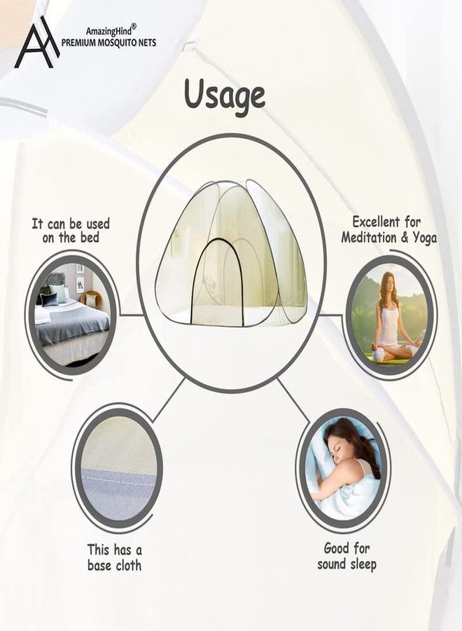 AmazingHind King Size Mosquito Net for Double Bed - Heavy 40 GSM, Foldable with Base Cloth (Assorted) - Image 4