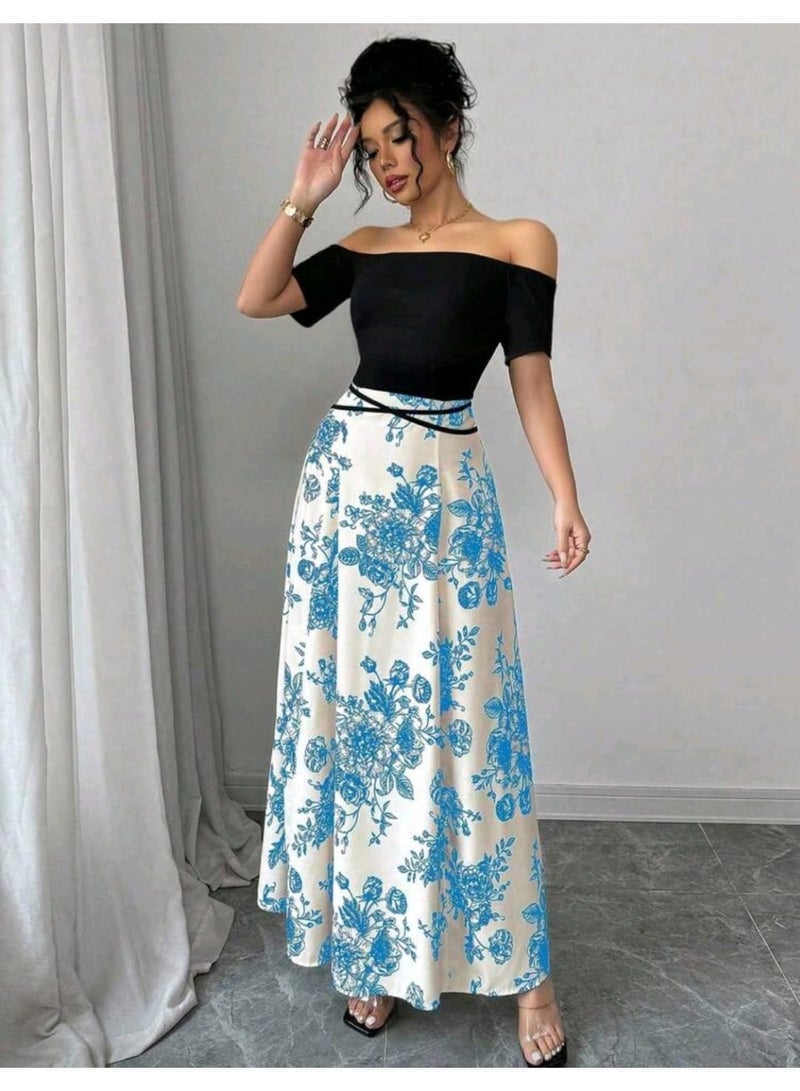 SHEIN Women's Floral Print Off Shoulder Elegant Dress - Image 4