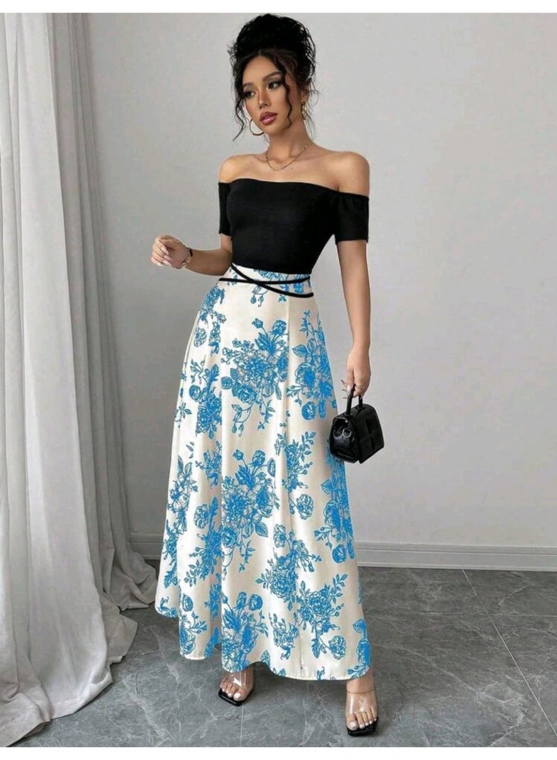 SHEIN Women's Floral Print Off Shoulder Elegant Dress - Image 2