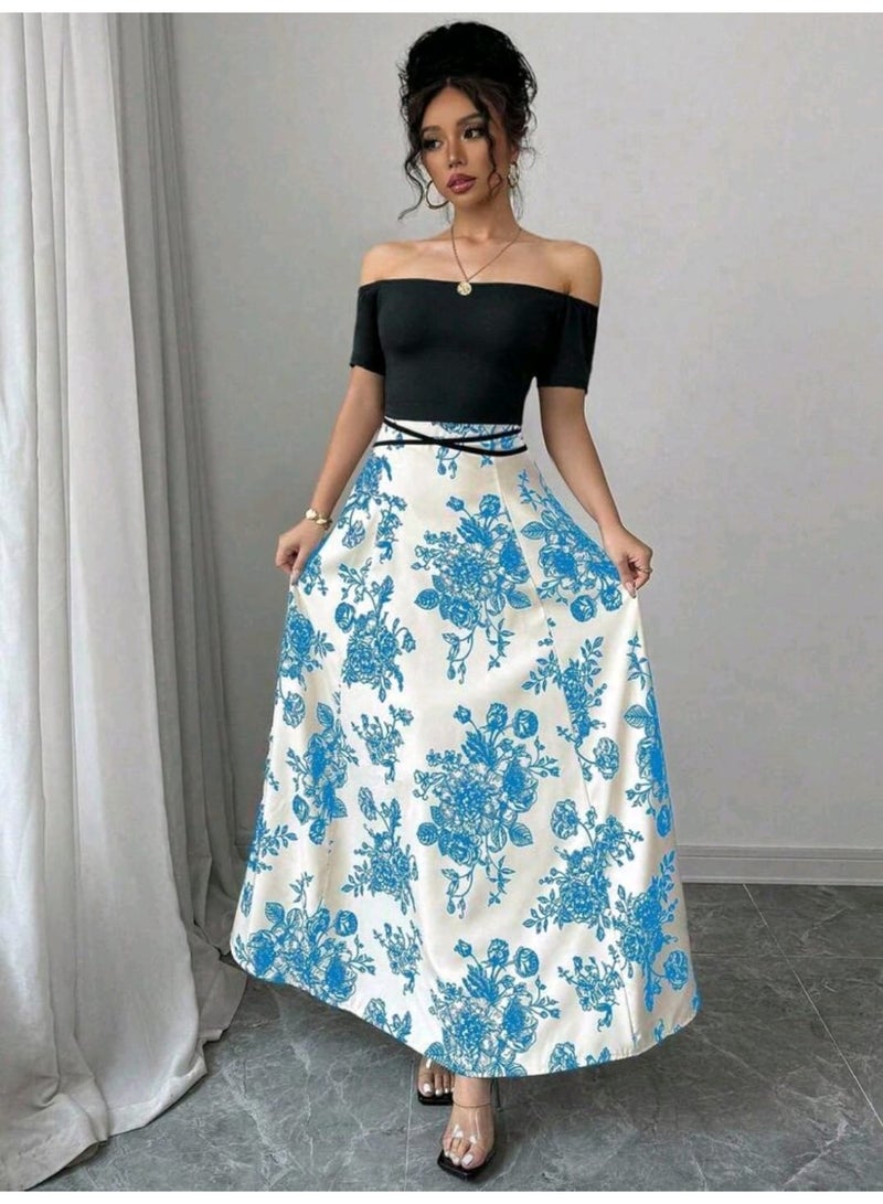 SHEIN Women's Floral Print Off Shoulder Elegant Dress - Image 3