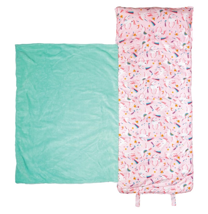 Stephen Joseph Toddler All Over Print Nap Mat with Soft Blanket and Removable Pillow for Boys Girls Kids Sleeping Bag for Elementary Daycare Preschool with Carry Handle Pink Unicorn