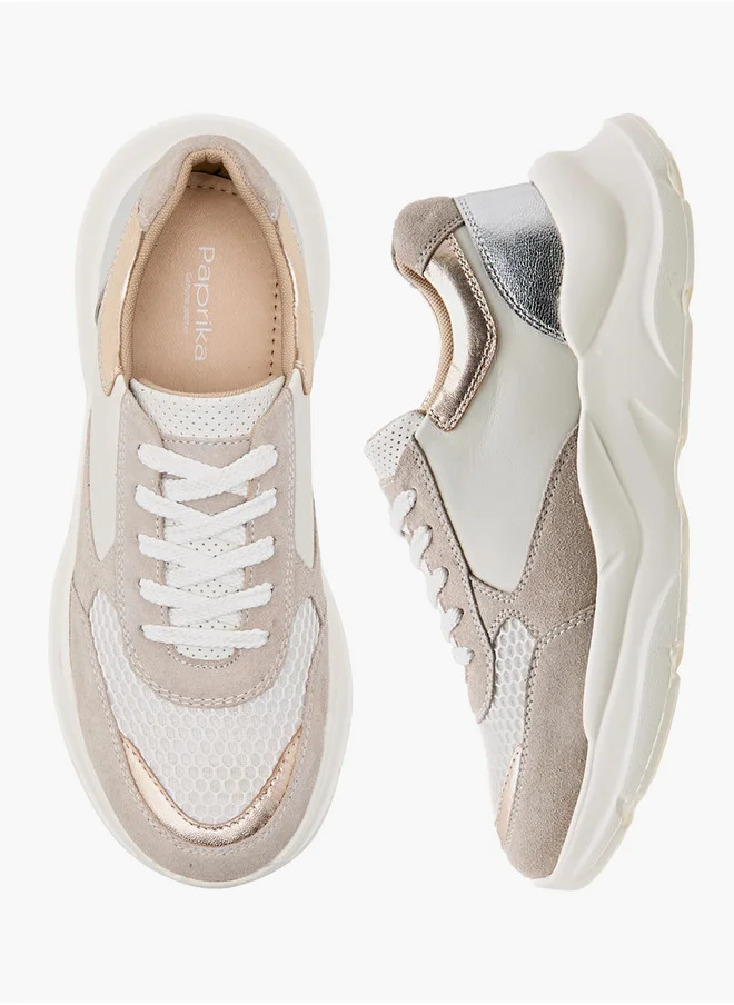بابريكا Colourblock Sneakers with Lace-Up Closure