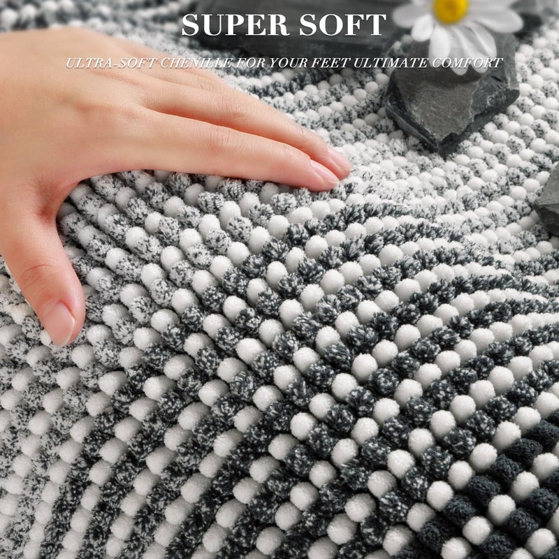 BSICPRO Bathroom Rugs and Mats Sets, 2 Piece Thick Absorbent Chenille Non Slip, Soft Shaggy Bath Room Floor Mats for Bathroom, Machine Washable (Blue Grey, 20" x 32" Plus 16" x 24") - Image 2