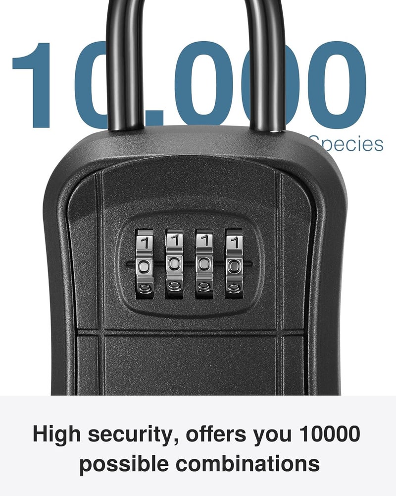 Puroma Key Lock Box Portable Combination Lockbox WallMounted Key Storage Box for House Keys Resettable Code Safe Security Lock Box for Home Office Apartment Spare Key Storage 1 Pack Pure Black - Image 3