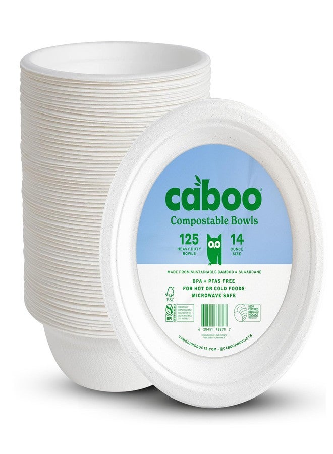Caboo Disposable Bamboo Paper Bowls, 125 Pack of 14 Ounce Sturdy Biodegradable Bowls, Compostable Bowl, Microwave Safe Party Bowl, Eco Friendly Alternative to Plastic - Image 1