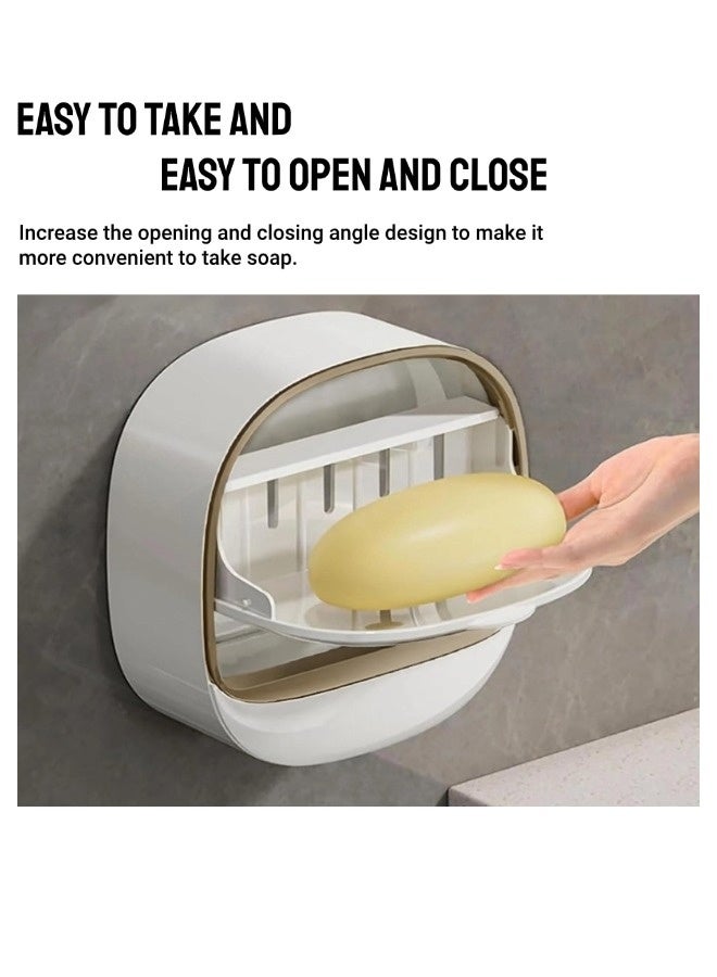 شيبشيب حامل صابون عام للحمام، صحن صابون مع تصريف، صندوق صابون جداري للتثبيت، علبة صابون للحمام أو حوض الاستحمام أو حوض المطبخ - Image 2