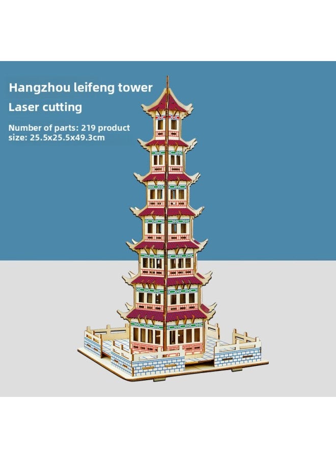 Di Ai Wei Jiangnan Style 3d Stereo Puzzle Wuzhen Huxin Pavilion المبنى القديم 3diy الأنشطة النموذجية المصنوعة يدويًا بالجملة-اللون: 【سلسلة جيانغنان】 Jiangnan Inn - Image 5