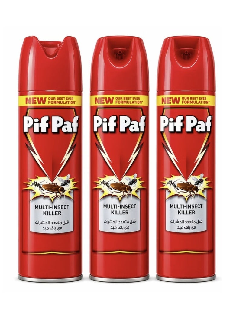 Pif Paf Multi-Insect Killer Spray – Set of 3 Aerosol Cans | Fast & Effective Insect Control - Image 1