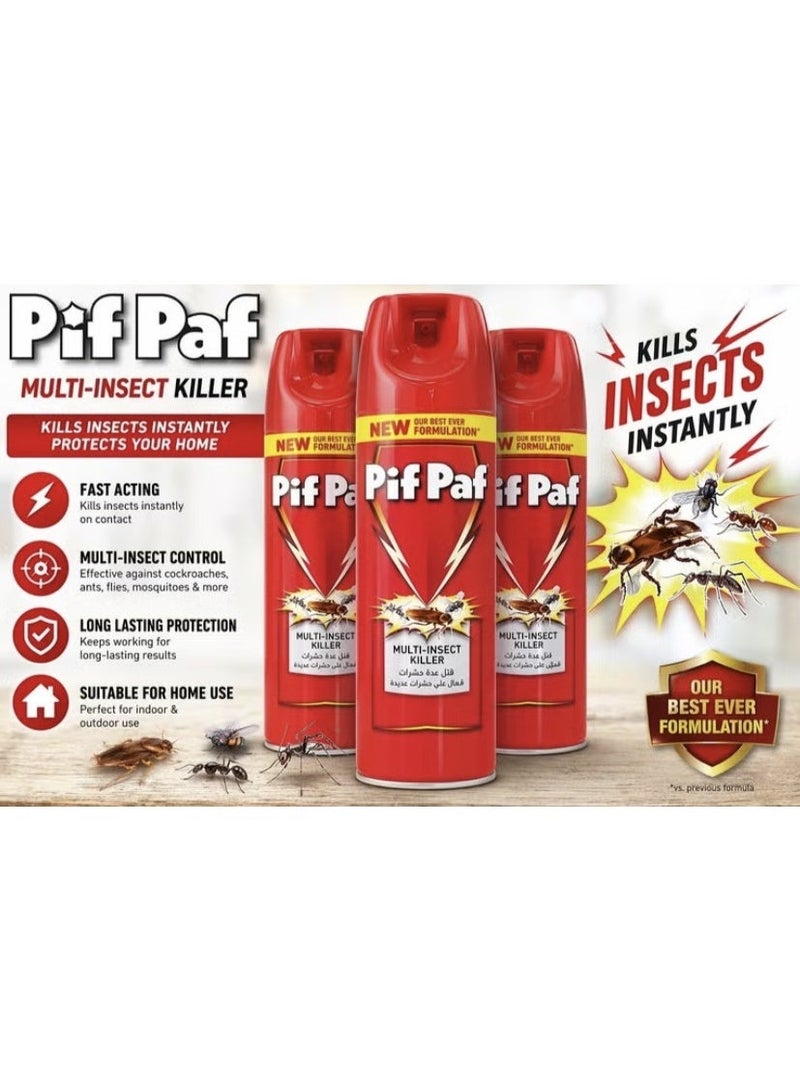 Pif Paf Multi-Insect Killer Spray – Set of 3 Aerosol Cans | Fast & Effective Insect Control - Image 4