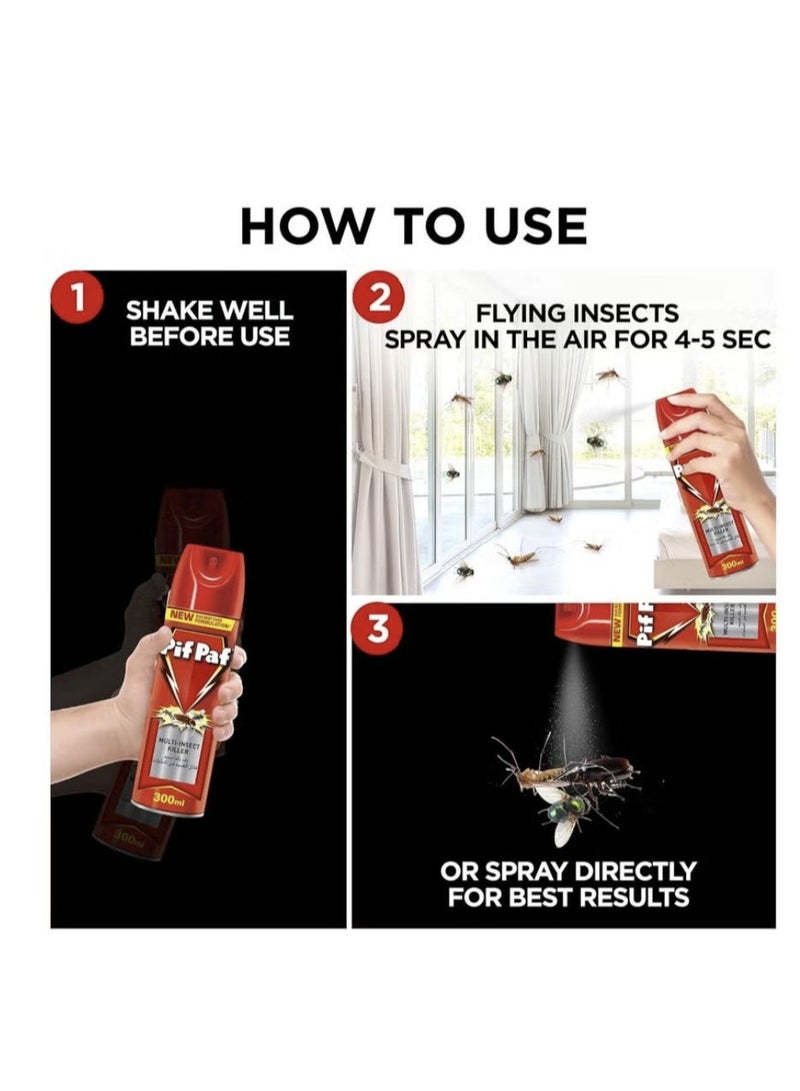Pif Paf Multi-Insect Killer Spray – Set of 3 Aerosol Cans | Fast & Effective Insect Control - Image 2