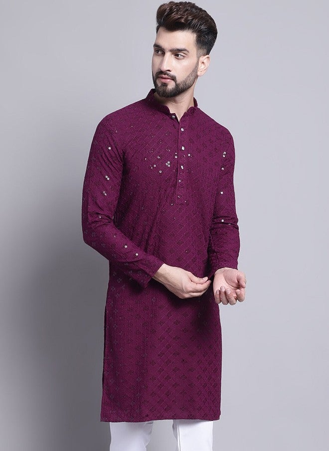 Sojanya Geometric Embroidered Sequence Kurta for Men - Image 1