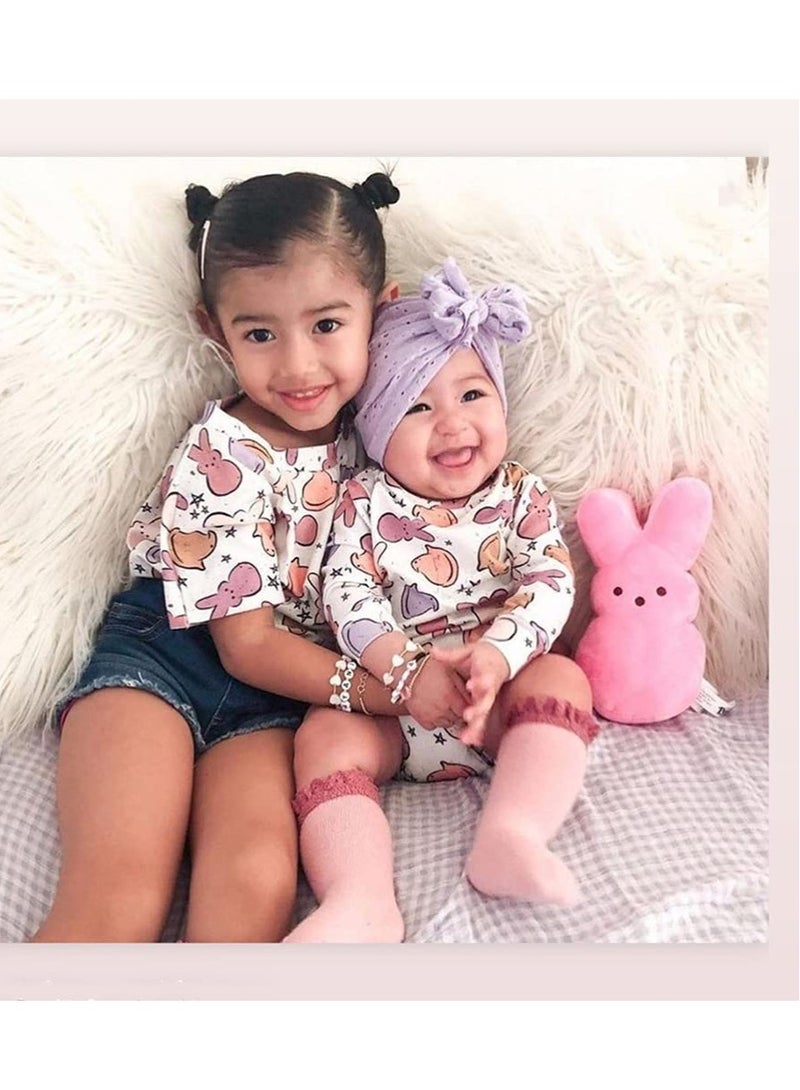 SOLARAE Baby Turban Breathable Soft Turban Hats Beanie Caps Headwraps Little Girl Hat with Bow Hat Toddlers Soft Turban Knotting Hats Cap for Baby Girls Infants Toddlers Kids 6 Pack - Image 5