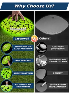 Jasonwell Glow In The Dark Football - Strong Grip Light Up Football Toy Stuff Sports Balls For Boys Kids Teenage Junior Youth Adult Outdoor Christmas Birthday Gifts For Age 6-8 8-12 13 + Year Old No.9  - Image 2