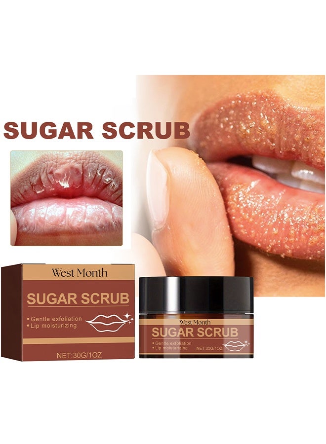 WEST MONTH Sugar Scrub，Lip Exfoliator and Moisturizer For Dry Chapped Lips-30G - Image 1