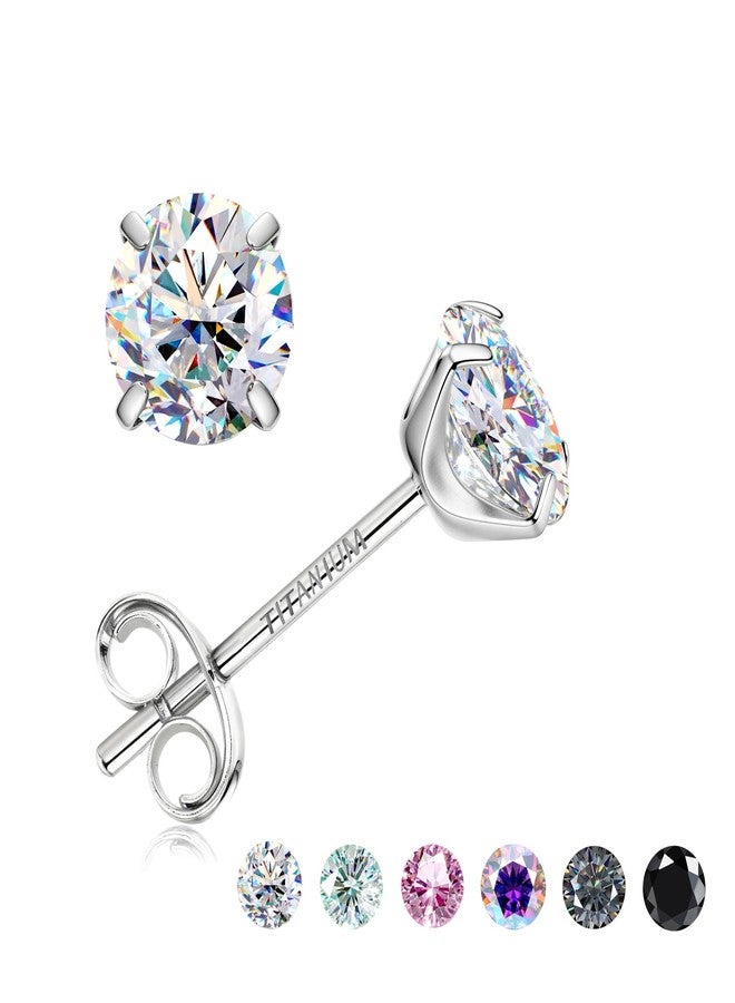 GEMQUEEN أقراط مويسانيت مرصعة من جيم كوين: أقراط مرصعة من التيتانيوم G23 للنساء والرجال، مجوهرات مويسانيت رقيقة مضادة للحساسية للأذن الحساسة، قطع دائري متعدد الألوان، نقاء VVS1، 0.6-4 قيراط، 1.0 قيراط إجمالي (0.5 قيراط لكل حبة). - Image 1