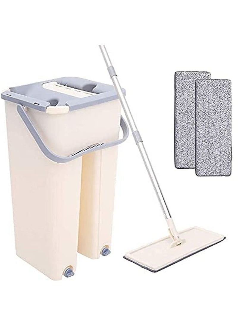 Scratch Flat Mop with Bucket, Cleaning Squeeze Hand Free Floor Mop, Extra 2 Reusable Mop Pads
Flat Mop and 2 in 1 Bucket,Cleaning Mop Set Cleaning Mop,Floor Mop Mop Cleaning System Cleaner  - Image 2