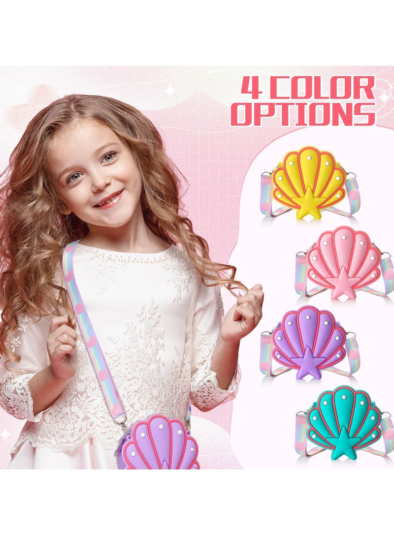 Seashell Shape Crossbody Bag for Kids, 4 Pcs Toddler Purse Set, Adorable Shell Design for Little Girls and Women - Image 4