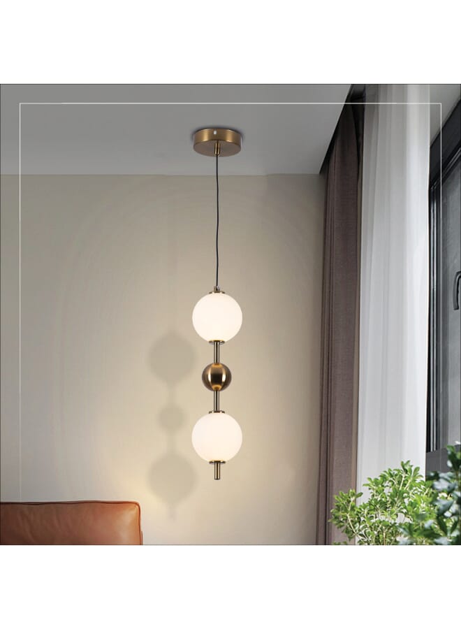 Best Power Nordic Iron Chandelier 7253-2 Post-Modern LED 3 Brightness Levels Gold Round Ball Pendant Light European Luxury Living Room Bedroom - Image 1