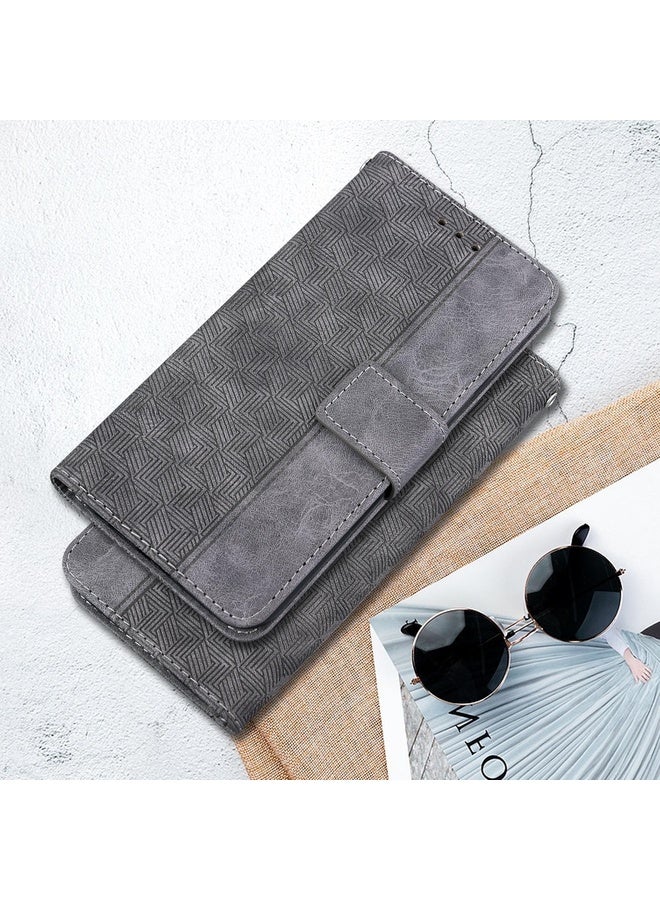 BURAQ Case Cover For Honor 200 Lite Global Geometric Embossed Leather Phone Case(Grey) - Image 2