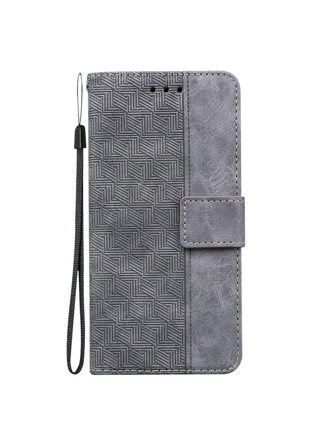 BURAQ Case Cover For Honor 200 Lite Global Geometric Embossed Leather Phone Case(Grey) - Image 3