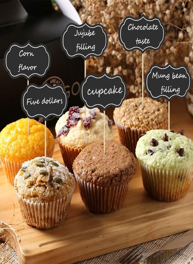 muyurra Cheese Markers, Charcuterie Labels, 50Pcs Chalkboard Cupcake Picks Charcuterie Accessories Food Label for Cheese Blank Toothpick Flags for Appetizer Signs Sandwich Birthday Party Decorations Black - Image 4