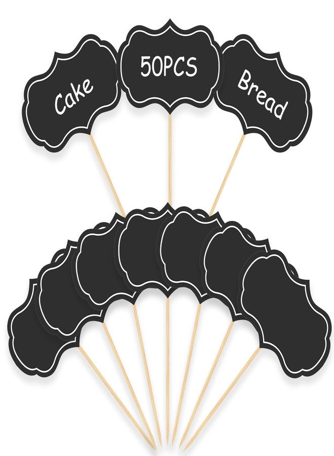 muyurra Cheese Markers, Charcuterie Labels, 50Pcs Chalkboard Cupcake Picks Charcuterie Accessories Food Label for Cheese Blank Toothpick Flags for Appetizer Signs Sandwich Birthday Party Decorations Black - Image 1