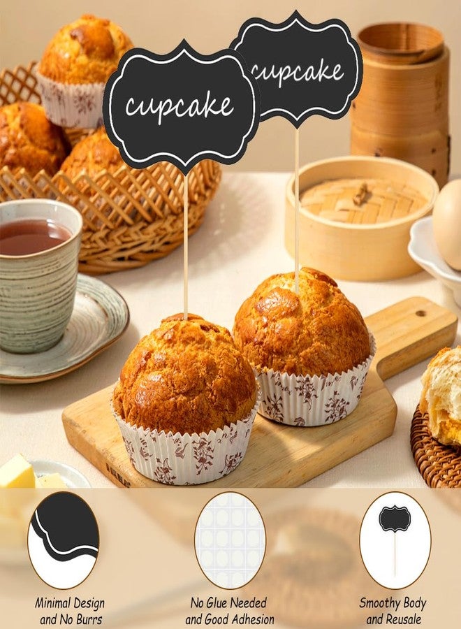 muyurra Cheese Markers, Charcuterie Labels, 50Pcs Chalkboard Cupcake Picks Charcuterie Accessories Food Label for Cheese Blank Toothpick Flags for Appetizer Signs Sandwich Birthday Party Decorations Black - Image 2